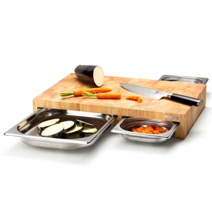 Prkénko na krájení 50 x 32,5 cm, se zásuvkami, hnědá, dřevo, Continenta