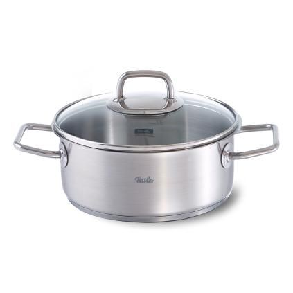 Nízký kastrol VISEO 20 cm, stříbrná, nerezová ocel, Fissler