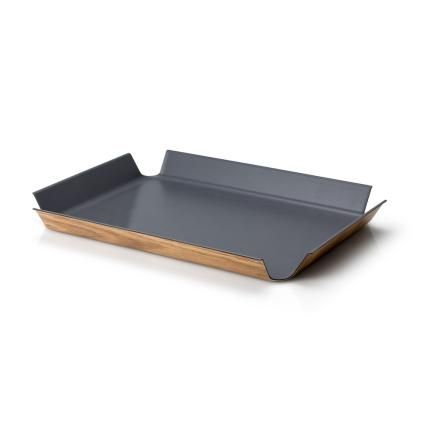 Servírovací podnos 41 x 29 cm, protiskluzový, šedá, Continenta