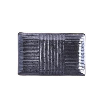 Talíř na sushi a sashimi LINES 21 x 13 cm, černá, MIJ
