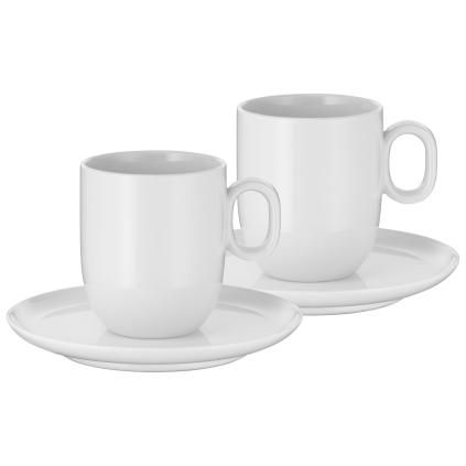 Šálek na kávu BARISTA, sada 2 ks, na café creme, s podšálkem, bílá, WMF
