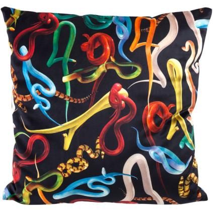 Dekorační polštář TOILETPAPER SNAKES 50 x 50 cm, černá, Seletti