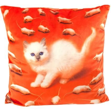 Dekorační polštář TOILETPAPER KITTEN 50 x 50 cm, červená, Seletti
