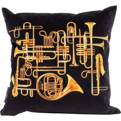 Dekorační polštář TOILETPAPER TRUMPETS 50 x 50 cm, černá, Seletti