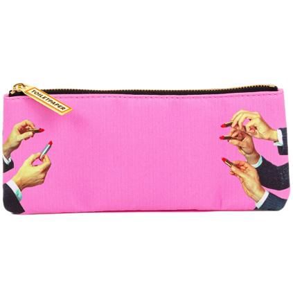 Kosmetická taštička TOILETPAPER LIPSTICKS 21 x 9 cm, růžová, Seletti