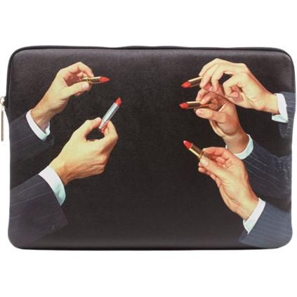 Pouzdro na laptop TOILETPAPER LIPSTICKS 34,5 x 25 cm, černá, Seletti
