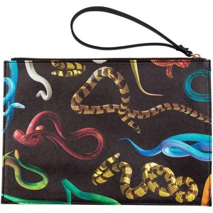 Taštička TOILETPAPER SNAKES 28 x 20 cm, s poutkem, černá, Seletti
