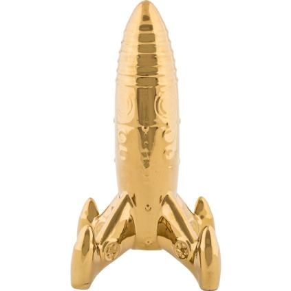 Dekorační figurka MEMORABILIA MY SPACESHIP 27 cm, zlatá, porcelán, Seletti