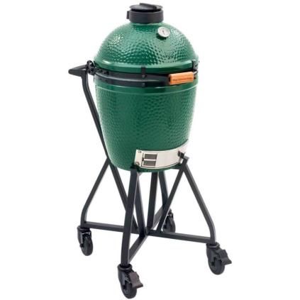 Gril na dřevěné uhlí M 38 cm,  + intEGGrovaný pojízdný stojan s držadlem, zelená, Big Green Egg