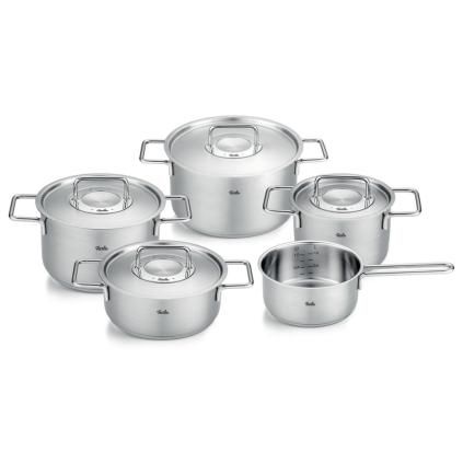 Sada hrnců PURE, sada 5 ks, stříbrná, nerezová ocel, Fissler