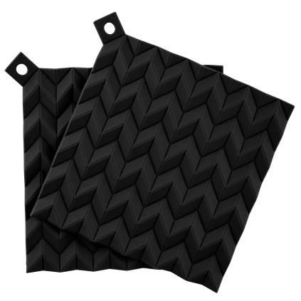 Chňapky na hrnec HOLD-ON 19 cm, sada 2 ks, černá, silikon, RIG-TIG