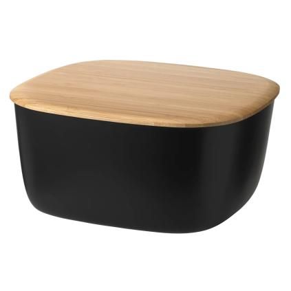 Chlebník BOX-IT 23 cm, černá, plast / bambus, RIG-TIG