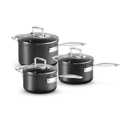 Sada hrnců TOUGHENED, sada 3 ks, černá, hliník, Le Creuset