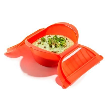 Nádoba pro vaření v páře do mikrovlnné trouby 26 cm, červená, silikon, Lékué