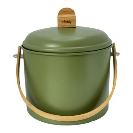 Kompostér NBA313 3,5 l, olivová, ocel / bambus, Pebby