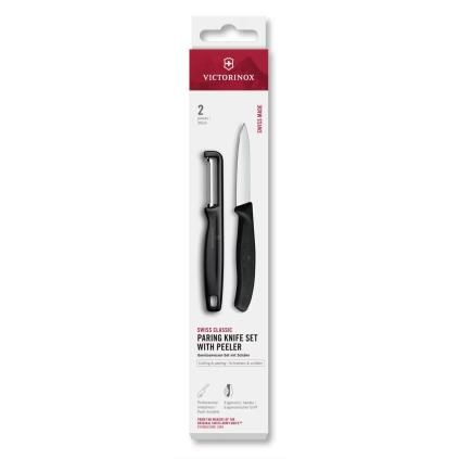 Sada nože a škrabky SWISS CLASSIC, sada 2 ks, černá, plast, Victorinox