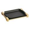 Litinový servírovací talíř se dřevěným podstavcem 33 x 23 cm Staub