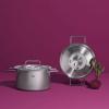 Nízký kastrol PURE 20 cm, stříbrná, nerezová ocel, Fissler