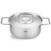 Nízký kastrol PURE 20 cm, stříbrná, nerezová ocel, Fissler